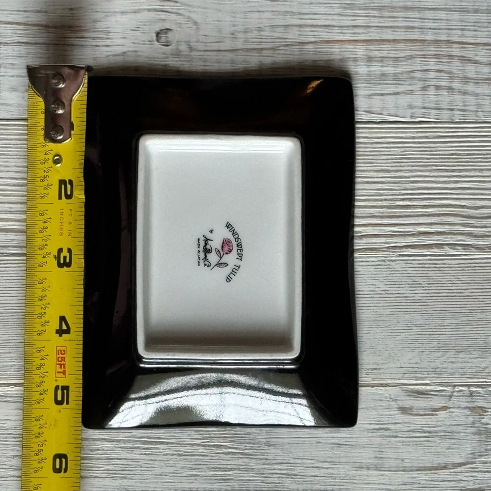 Windswept Tulip Black Floral Rectangular Trinket Tray